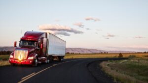 Class 8 Commercial Vehicle on Backroad